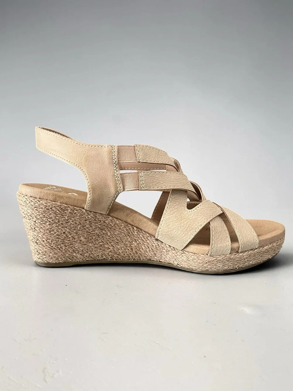 Dr. Scholl’s Everlasting Beige Espadrille Wedge Sandals Size 8